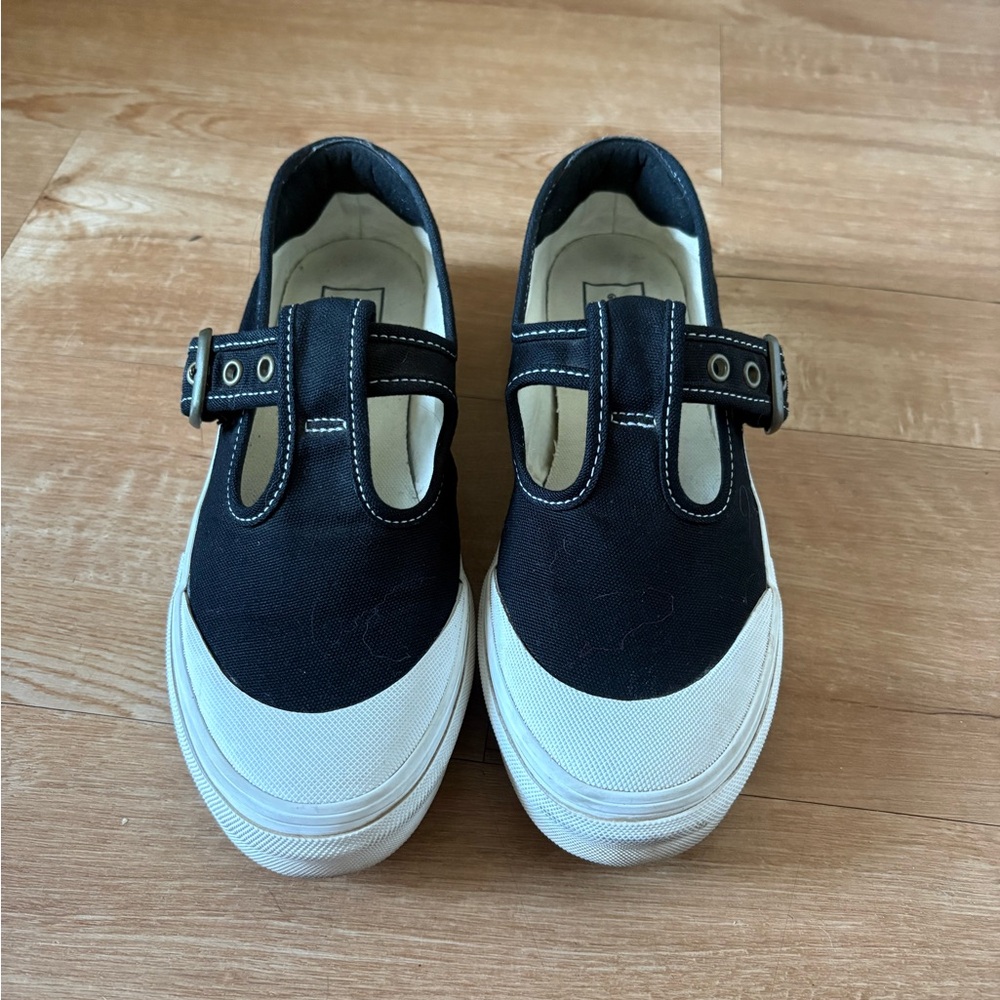 NEW VANS STYLE 93 BLACK CANVAS WHITE RUBBER MARY JANE SNEAKERS BUCKLE SZ 8